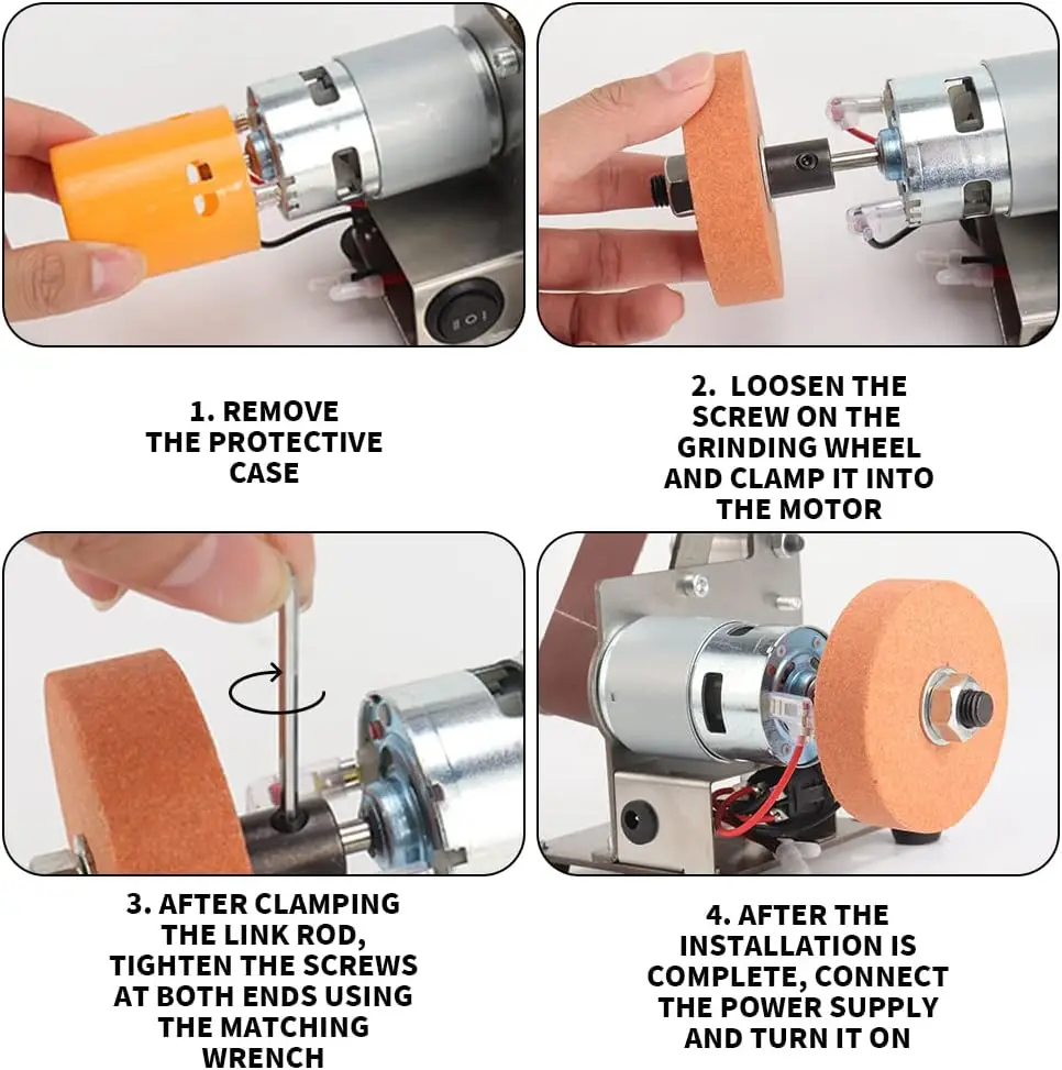 Mini Belt Sander Electric Sanding Polishing Grinding Machine 7 Variable Speed with Grinding Wheel for Polishing Wood Acrylic 6