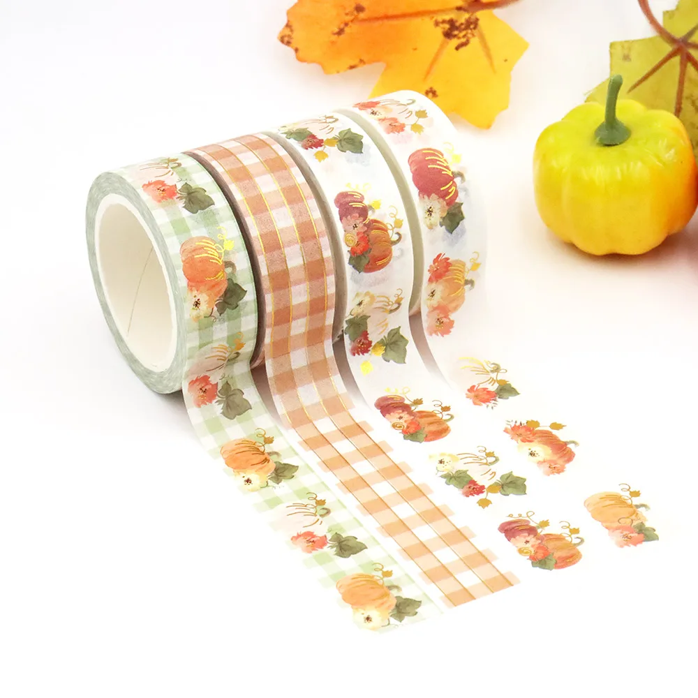 

10PCS/lot 15mm*10m Thanksgiving Pumpkin Leaves Stripes Decorative Stationery MaskingTape school supplies stickers