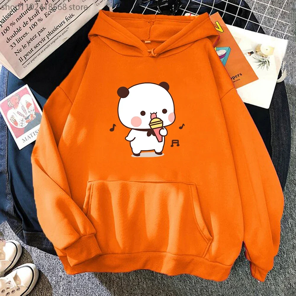 Happy Bubu Is Singing with Dudu Hoodies Cartoon Bear Sweatshirt Y2k Sudadera Women Clothes Men Winter Pullover Girls Kawaii Tops