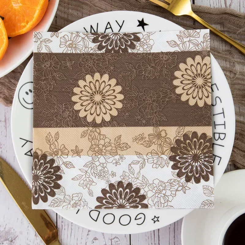 20pcs/Pac 33*33cm 2-Ply New Sunflower Printed Napkins Botanical Bee Colourful Paper Napkins Party Decoration Square