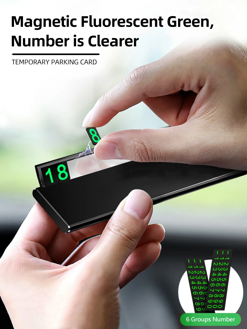 Temporary Parking Number Plate Automobile Solar Powered Temporary Parking  Card Roller Adjustment Car Interior Glowing Telephone - AliExpress
