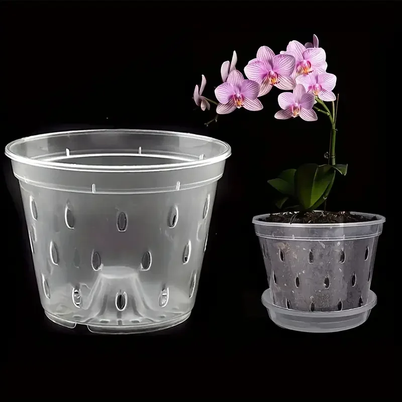 Nursery Pots plant propagation pots plastic flowerpot hydroponic plant pots 5 Pcs Transparent Orchid Pot Root Control Plastic Orchid Pots With Holes Breathable Plant Growth Container Garden Supplies