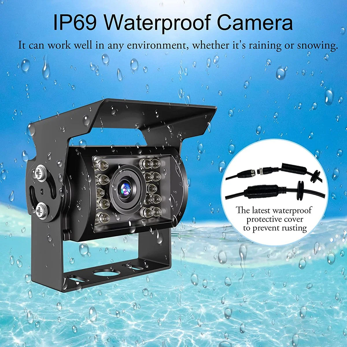 1080P HD резервная камера, IP69 Водонепроницаемая широкоугольная камера заднего вида для монитора грузовика прицепа пикапа