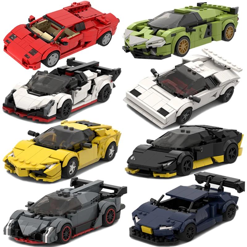 Moc Lambo Set Veneno Aventador Sian Huracan Sports Car Building Blocks Speed Racing Vehicle Bricks Garage Toys Regali Per Kid Boy