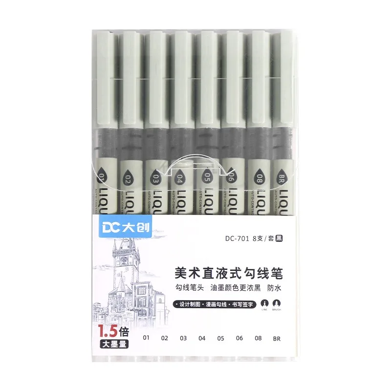 Professional 5/8pc Manga Art Marker Set Fine Line Sketch Pens for Drawing Illustration & Calligraphy Artist School Supplies Kit - 6