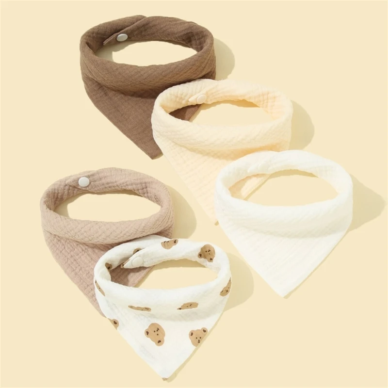 Feeding Drool Bibs Cotton Accessories Newborn Solid Color Snap Button Soft Towel 5/Pcs Baby Bibs baby bib,feeding bib,cotton bib set,cotton bib