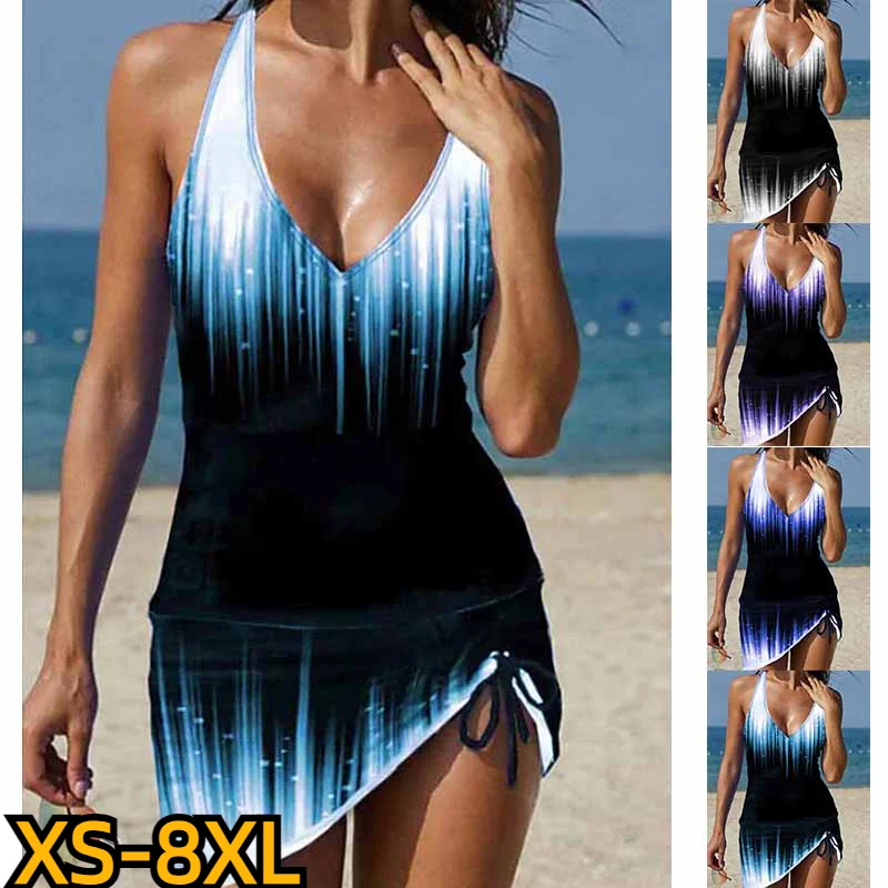 

2023 Summer Two Piece Swimwear Women's Fashion Print Tankni High Waist Bathing Suit Female Beachwear Swimwear Sexy Monokini