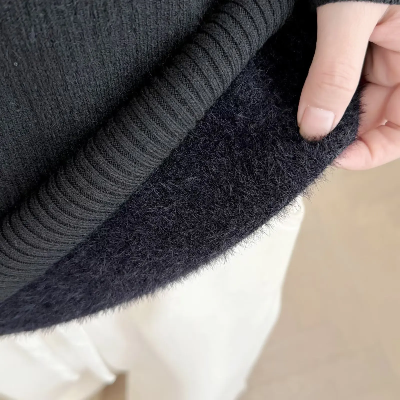 XXXXL Fashion Plus Size Women's Sweaters One-piece Fleece Fake Two Piece Warm Knitted Base Mock Neck Jumpers Autumn Winter 2585