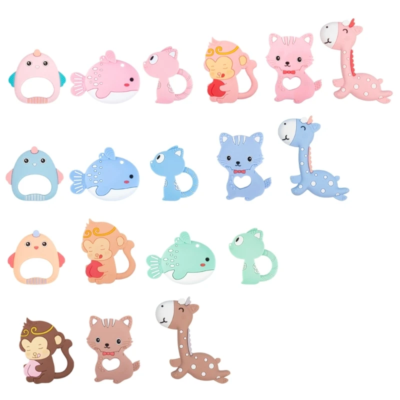 

Силиконовая жевательная игрушка-грызунок для детей, мультяшная жевательная игрушка-рыба, кошка, подарок на душ