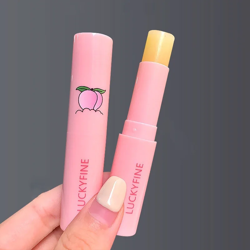 1PC Natural Peach Lip Balm Long-lasting Moisturizing Lipstick Temperature Change Color Lipstick Anti-drying Hydration Lip Care 5