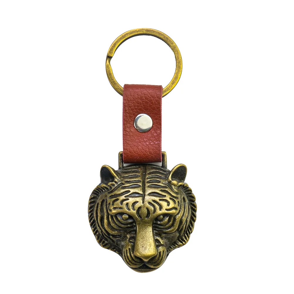 Fierce Snarling Tribal Tiger Oni  Keychain with Bottle Cap Opener