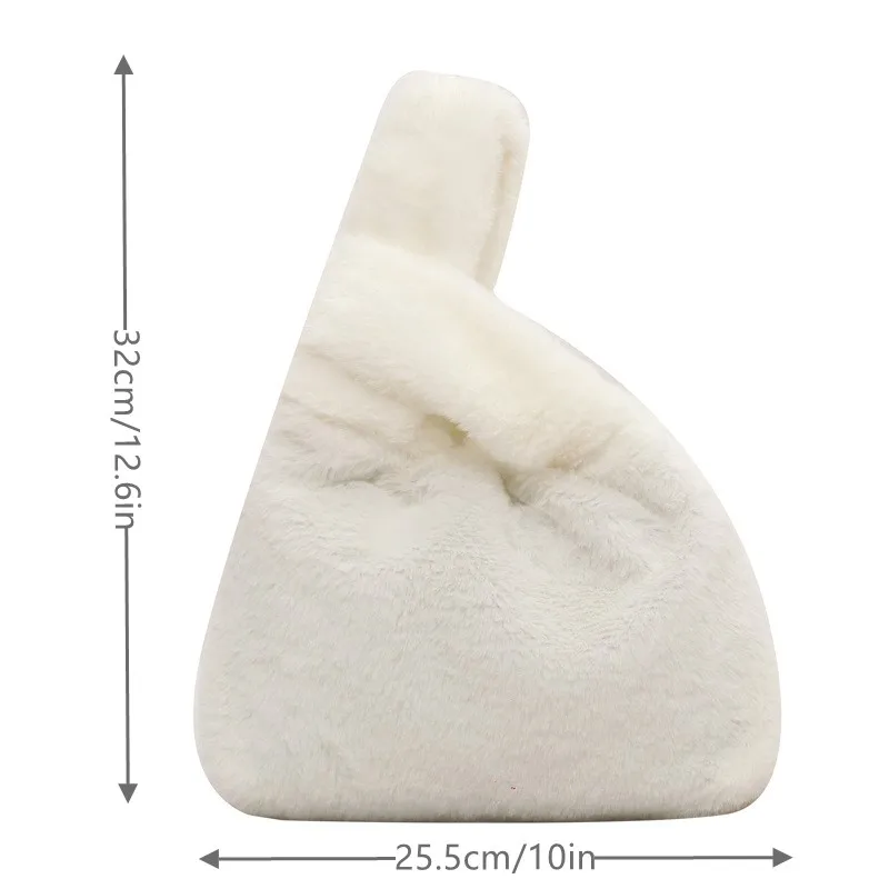 Soft Plush Ladies Wrist Purse New Warm Faux Fur Small Tote Bag Winter Fluffy Women Handbag Solid Furry Quality Designer Bag