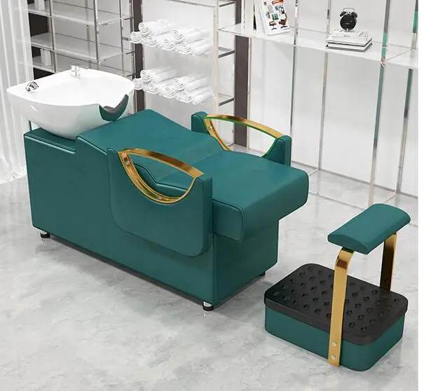 Hairdresser special shampoo bed high-grade semi lying punch bed light luxury net red hair washing machine