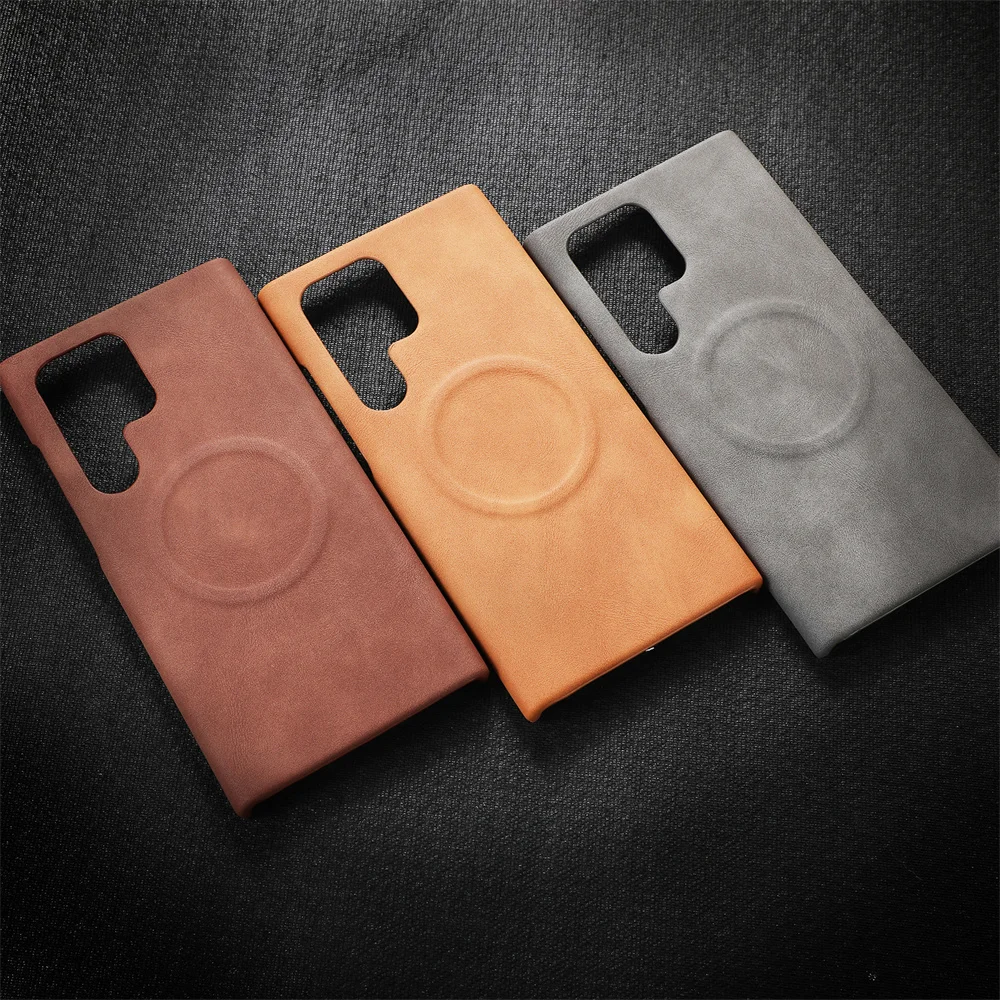 Luxury Sheepskin Leather Magnetic Phone Case with Magsafe Wireless Charging and Shockproof Protection
