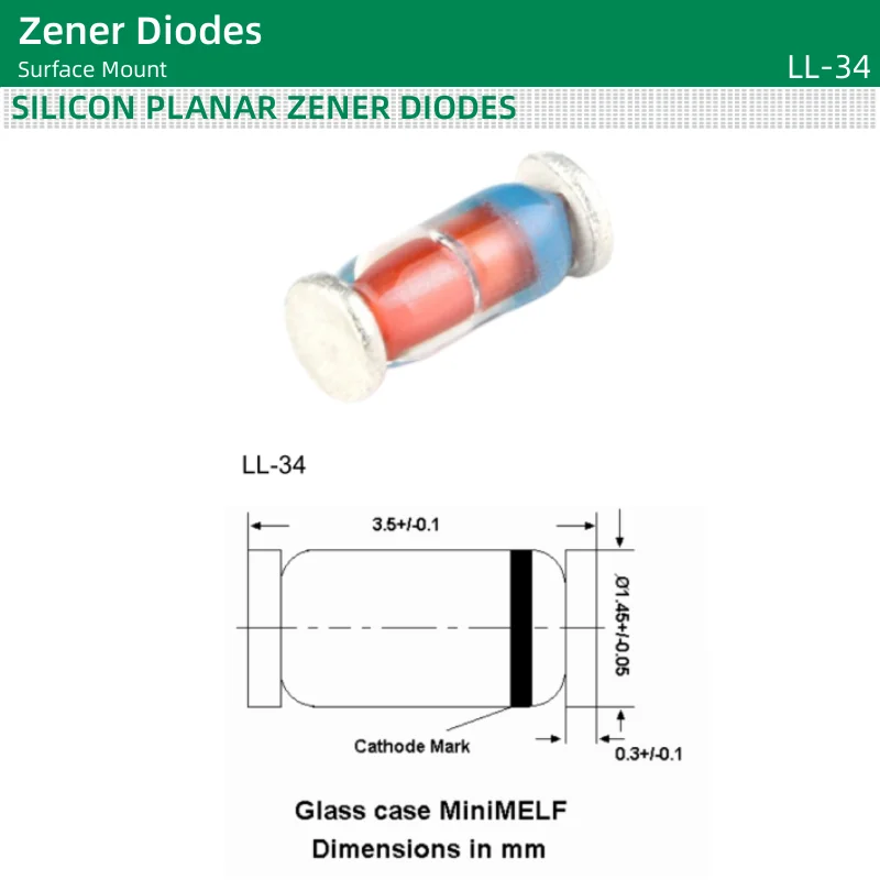 Lot De 50 Diodes Zener SMD 0,5W LL34 - Tension 5,6V - Pour Réparations Électroniques