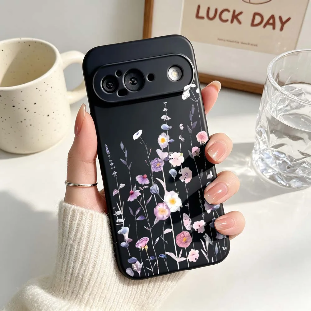 Embossed Floral Pattern Black Soft Silicone Phone Case