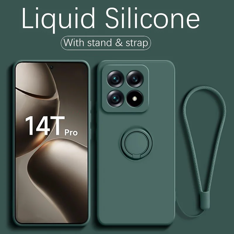 Premium Liquid Silicone Case with Ring Holder and Strap - Durable and Stylish Protection