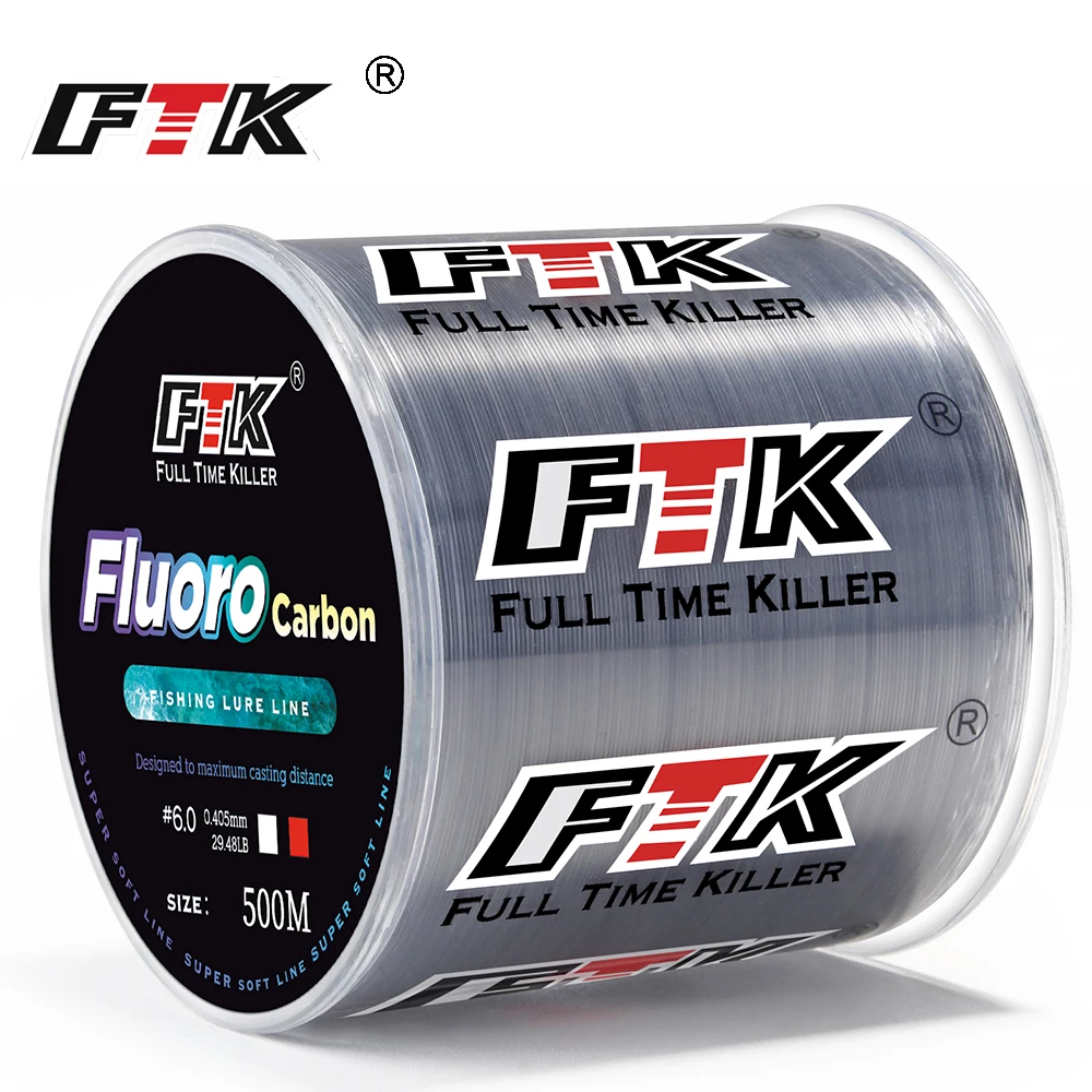 Ligne pêche fluorocarbone FTK 300M-500M - Fil souple 4.13-34.32LB pour leurres et mouches