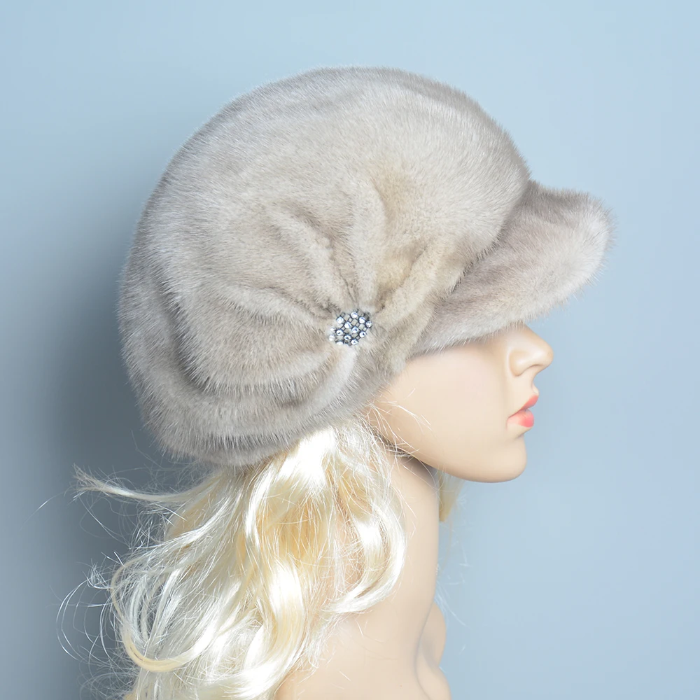 Real Mink Fur Hats For Women Warm Russian Winter Hat Luxurious Natural Fashionable Brand Floral Visors Novelty 2