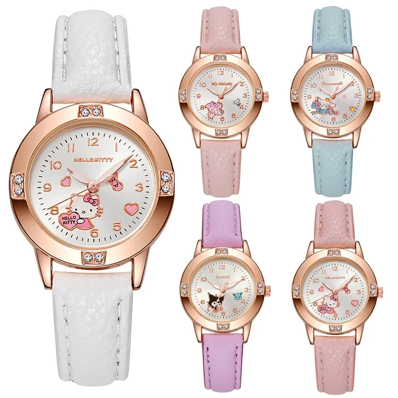 Reloj Hello Kitty Kawaii Kuromi Cinnamoroll Cuarzo Casual Moda Melodía Reloj de Pulsera para Mujeres, Niños, Regalo de Cumpleaños