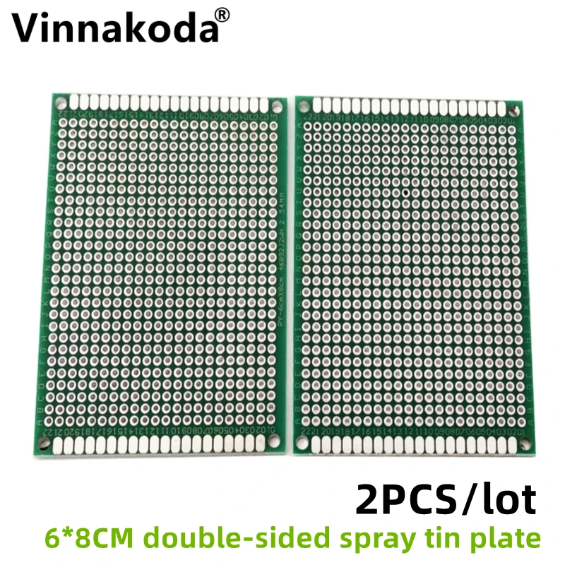 2PCS 6*8CM double-sided spray tin 1.6T 2.54 pitch universal board universal circuit board hole experiment board