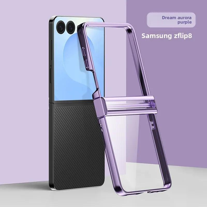Luxury Transparent Plating PC Phone Case with Clear Hinge Protective Hard Cover
