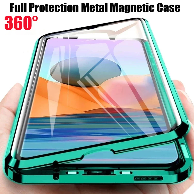 thumbnail image 2 of Funda magnética de Metal de protección completa de 360 °, cubierta de vidrio de doble cara para Xiaomi 13T, 11T, Pro, Redmi Note 13, 12, 11, 10 S, 9S, 8T, 9, 8 Pro, 2 of 5