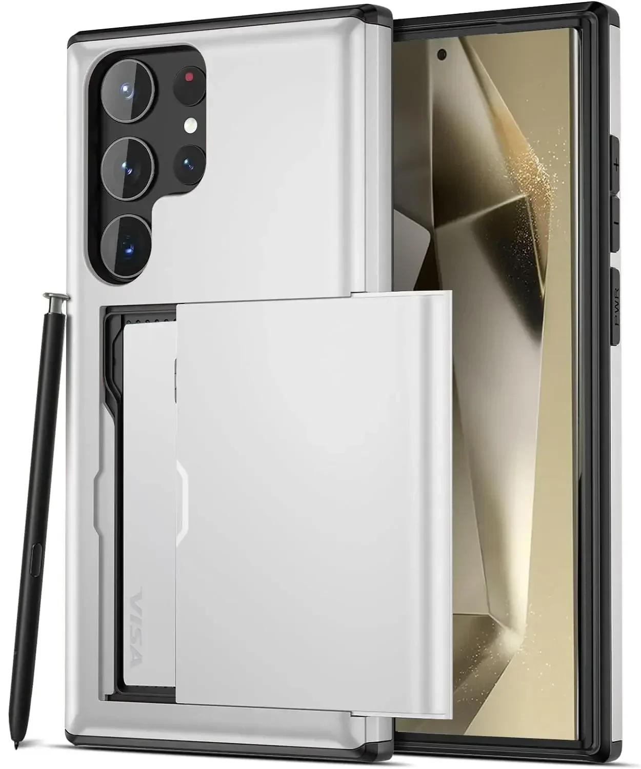 Slim Dual Layer Heavy Duty Phone Case with Hidden Card Slot Wallet Cover