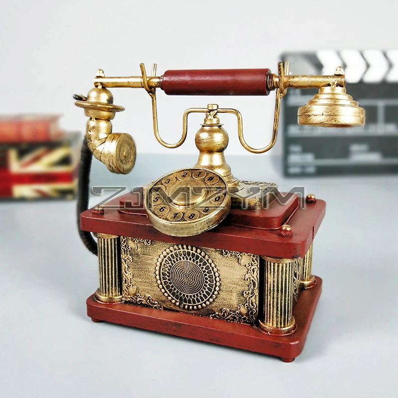 Retro Dial Telephone Wired Landline Antique Rotary Phone for Home Office