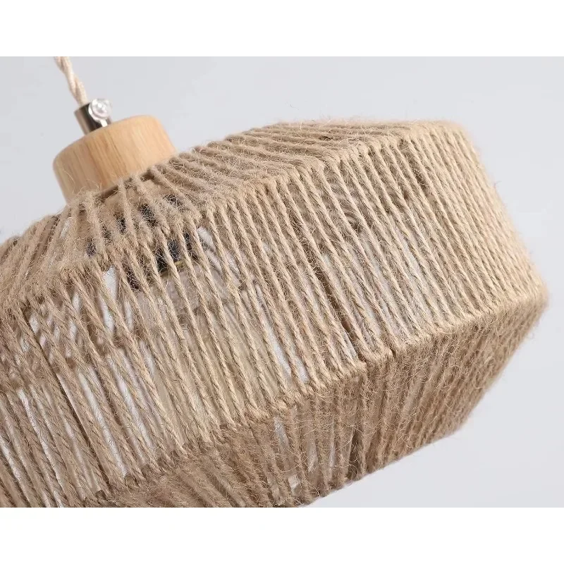 Popular Woven Plug in Pendant Light with Handmade Hemp Rope Shade Dimmable Switch Natural Basket Hanging Lamp Eco Friendly Lamp