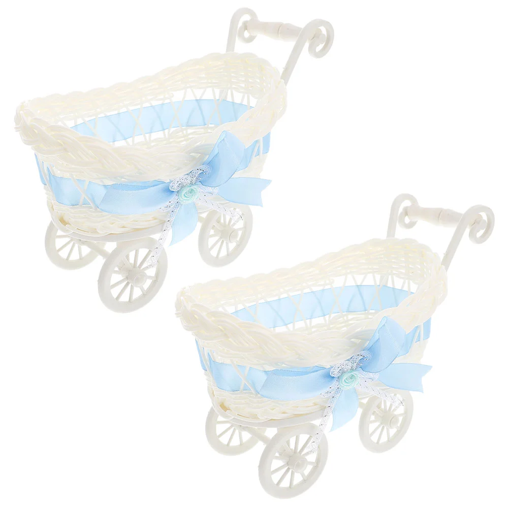 

Wicker Stroller Decoration Rattan Baby Carriage Baby Doll Stroller Woven Flower Basket Baby Shower Centerpiece Stroller