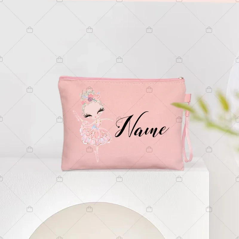 Cosmetic Bag Cosmetic Storage Bag Makeup Bag Cosmetic Case Pencil Case Personalized Ballet Girl Name Makeup Bags Pink Custom Name Women's Cosmetic Bag Kits School Supplies Pencil Pouchs Teacher Gifts