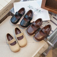 Girls Leather Shoes for Party Wedding Solid Color British Style Children Shallow Shoes Soft Sole Kids Princess Shoes 2024 New 1