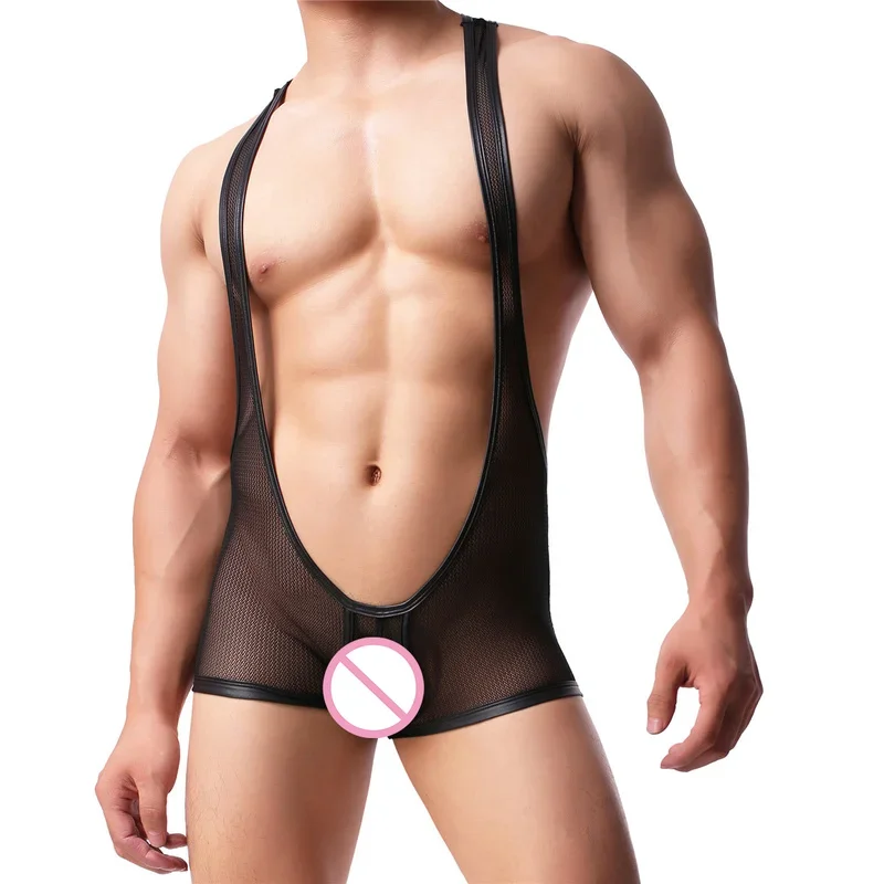 

Men Sexy Undershirt Jockstrap Bodysuit Onesies Wrestling Singlet Leotard Bodywear Underwear Jumpsuit Sexy Boxer Shorts Nightwear