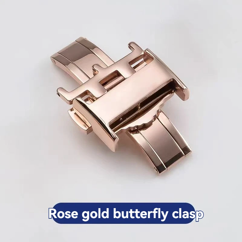 Rose Gold Double Press Butterfly Clasp Watch Strap Buckle Accessory