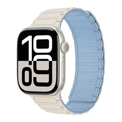 Magnetic Silicone Strap for Smartwatches - Versatile and Durable Design (White blue)