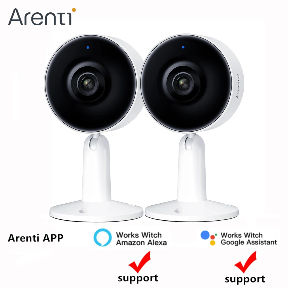Arenti 2pcs Surveillance Cameras Wifi 1080p 2x Zoom Night Version Noise