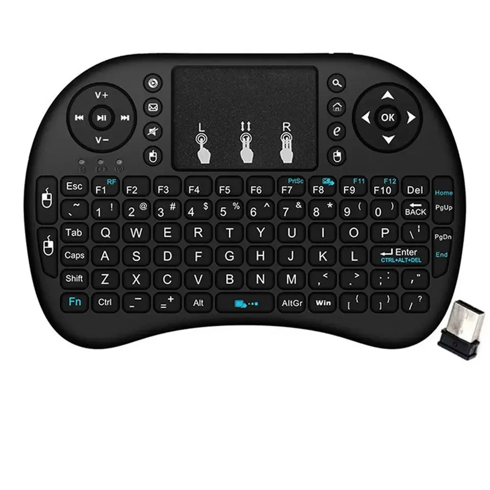 Bezprzewodowa mini klawiatura Bluetooth 2.4GHz USB z funkcją myszy powietrznej, pilot, bateria litowa, touchpad, podświetlenie, do Android TV Box PC