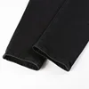 Men Leather Patch Biker Jeans for Motorcycle Streetwear Holes Ripped Patchwork Stretch Denim Pants Black Skinny Tapered Trousers 6