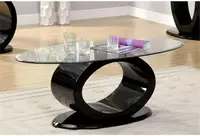 Contemporary Glass Top Coffee Table, 54" x 17.75" x 26.25", Black 2