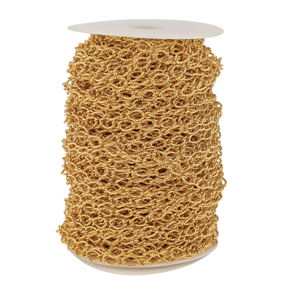 1 미터 페이드 없음 스테인레스 스틸 1:1 골드 질감 긴 타원형 링크 체인 DIY 목걸이 팔찌 쥬얼리 만들기 용품