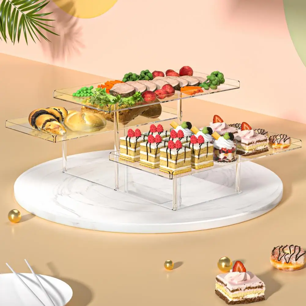 3 Tier Acrylic Dessert Stand et Dessert Cupcake Display Holder Transparent Food Serving Platter Weddings Party Supplies