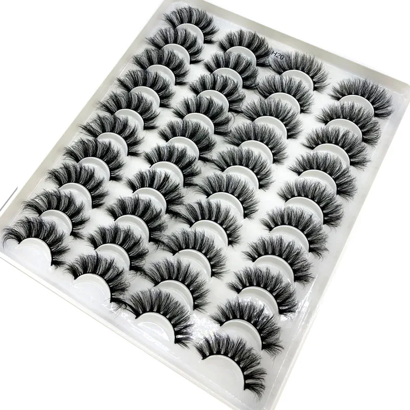 20 Paar 3D-Faux-Nerzwimpern, natürliche falsche Wimpern, dramatisch, flauschig, weich, dünn, Volumen, Kreuz, wiederverwendbare Wimpern-MaKeup-Tools – Detail 19