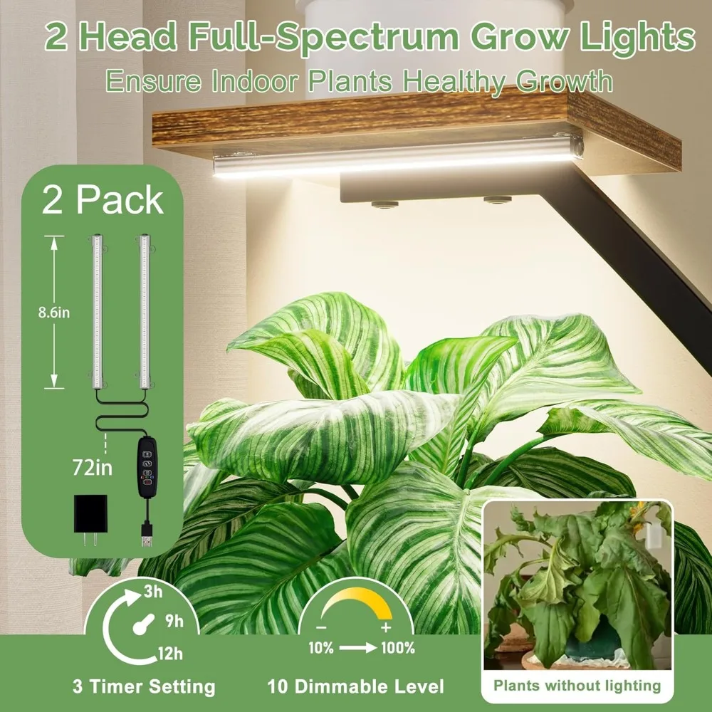 2 Pack Indoor Plant Stand with Grow Lights, Swan-Shaped Metal Flower Display Rack, 6 Tiered Corner Plant Stand 5
