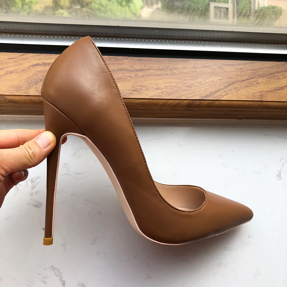 Brown Matte Women Pointy Toe Stilettos