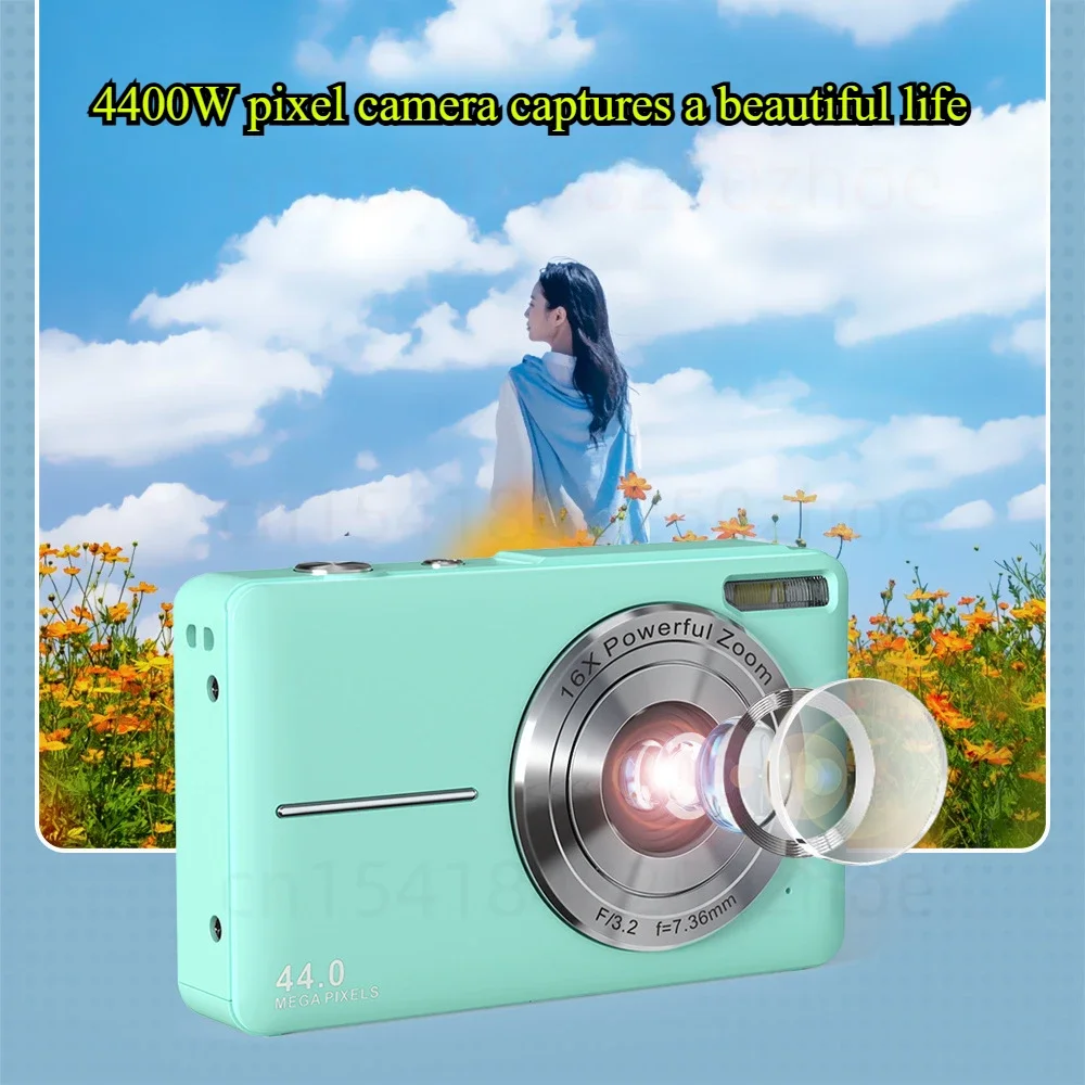 1080P 2.4 Inch Mini Digital Camera Rechargeable Video Recorder 16x Zoom Compact 44MP Small Camcorder for Kids Beginner Cam Gifts 2