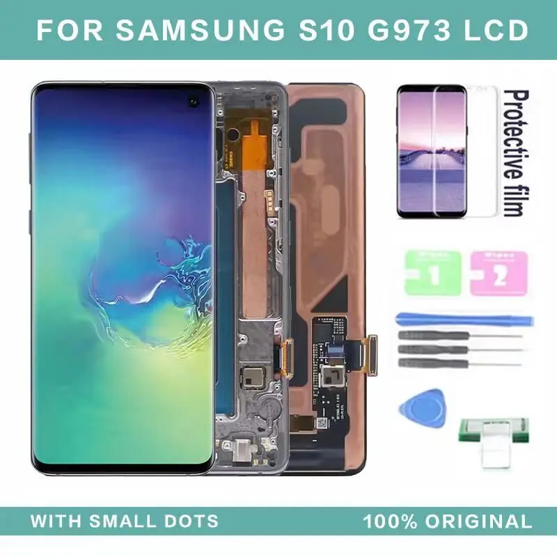 

AMOLED touch screen digitizer assembly with small dots, 100% original, for Samsung Galaxy S10, g973, sm-g9730, g973f/DS, g973u