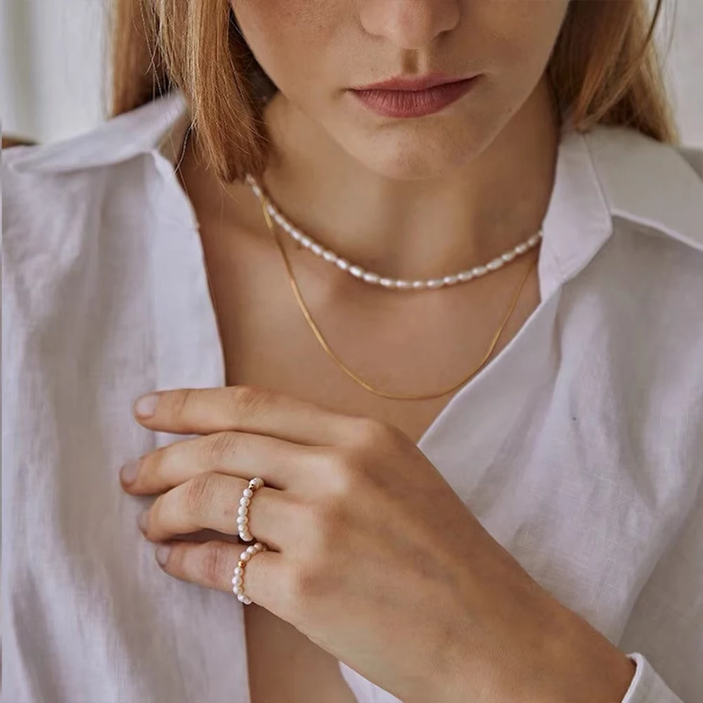 Crystal Rings Engagement Rings Fashion Rings Wedding Rings Stainless Steel Rings Finger Rings Fashion Ring Metal Rings Pearl Finger Ring SUNIBI Pearl Ring for Woman Korean Style Trendy Stainless Steel Bride Wedding Engagement Statement Jewelry Accessories
