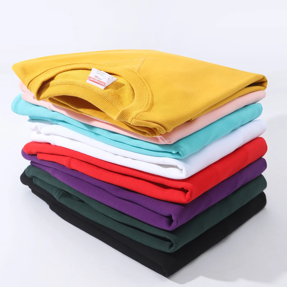 

Summer Solid Color Versatile Round Neck Sweater Loose Versatile Cotton Vintage Spring Long Sleeves Different Colors 380g