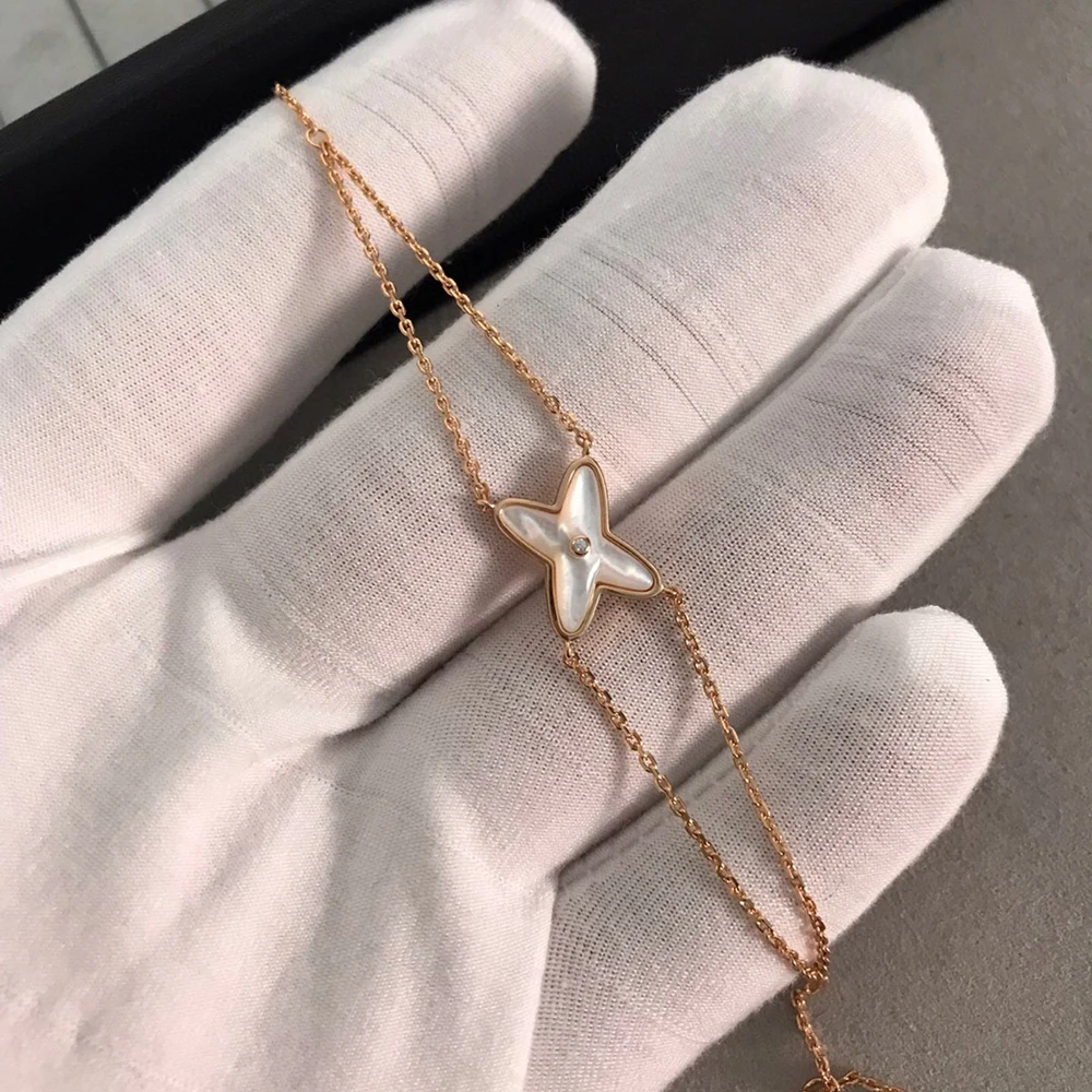 Luxury brand JEUX DE LIENS Jewelry Collection Classic Rose Gold Beimu Pendant Double Layer Bracelet Women's Engagement Gift